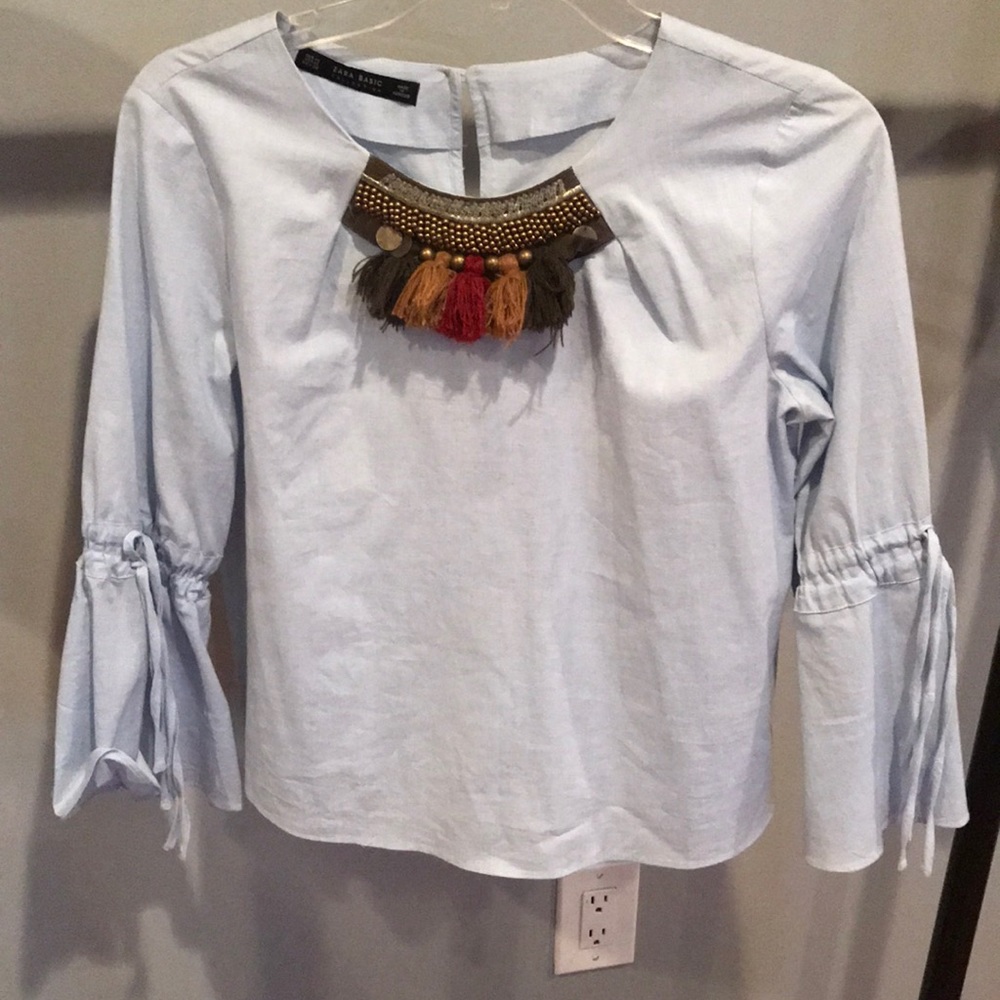 ZARA baby blue top